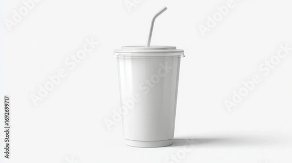 Fototapeta Generic White Cup with Straw for Beverage Mockup and Display