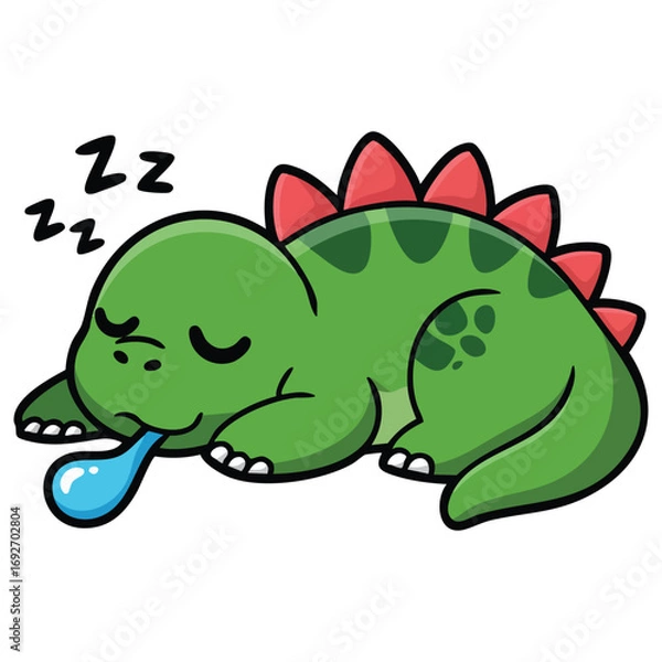 Fototapeta Isolated cute dinosaur on white background isolated vector illustration on white background