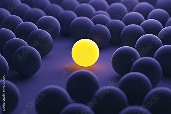 Fototapeta A single luminous sphere amidst many