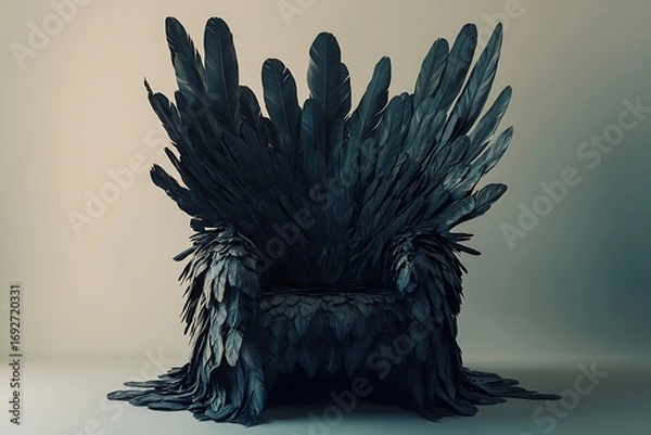 Fototapeta Throne of Black Feathers A Majestic and Intricate Avian Seat Design Concept