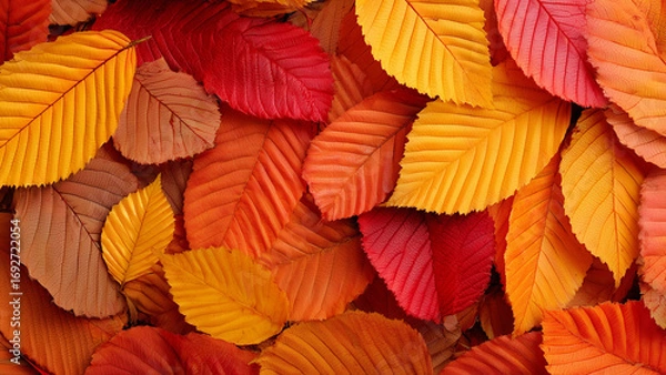 Obraz Mix of autumn leaves in red orange and yellow