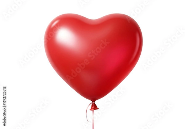 Fototapeta Red heart shaped balloon isolated on transparent background
