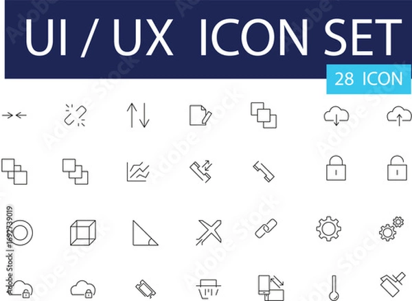 Obraz Essential Software & Cloud UI Icons: Minimalist Pack