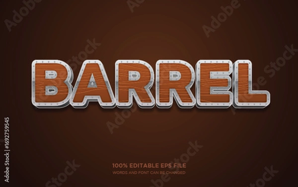 Fototapeta Barrel 3D editable text style effect