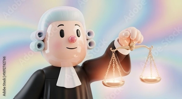 Fototapeta Cartoon Judge Holding Scale of Justice