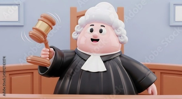 Fototapeta Cartoon Judge with Gavel