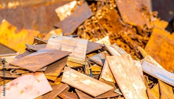 Obraz Rusty metal scraps piled high