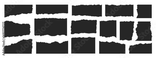 Obraz Torn paper set, rough edge frame, jagged rectangle torn paper shape