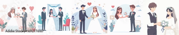 Obraz vector of young man and woman getting married