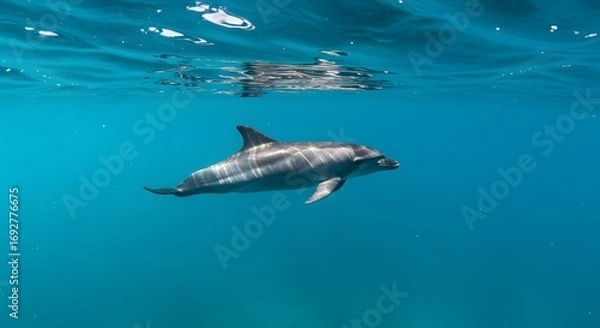 Obraz Dolphin underwater profile view