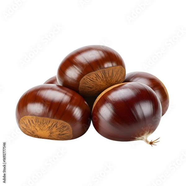 Obraz Chestnuts showing hilum scar on transparent background