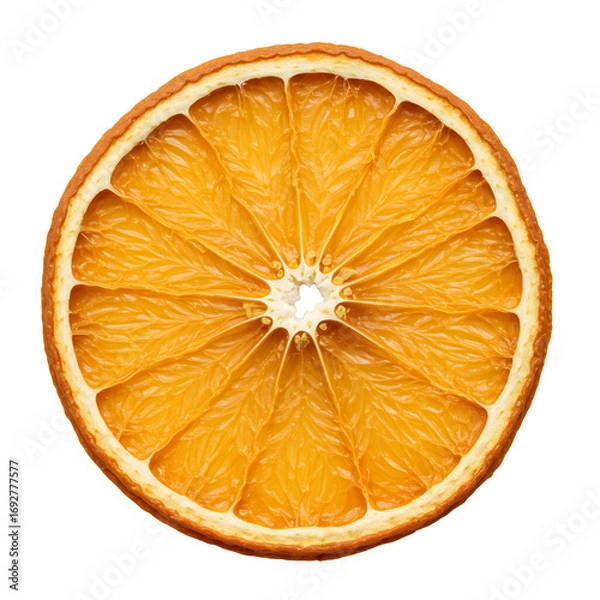 Obraz Dried orange slice isolated on transparent background: rustic autumn decoration