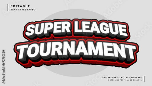 Fototapeta Super league tournament 3d editable text effect