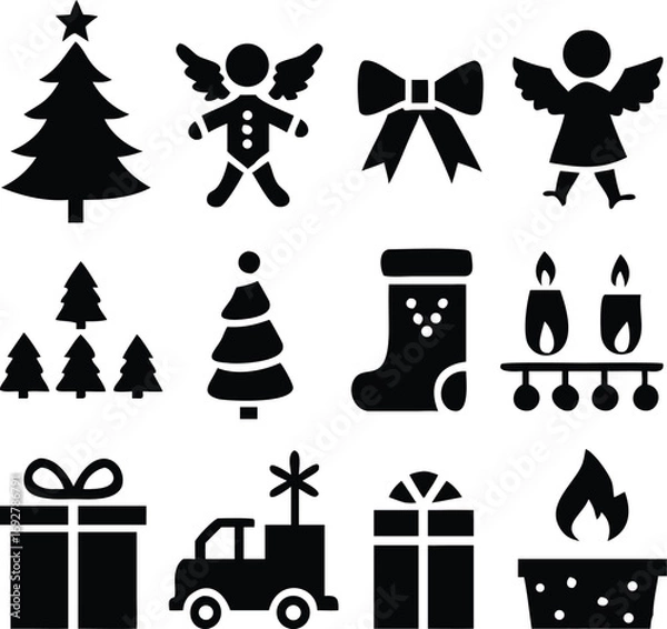 Fototapeta Christmas icons File, Christmas gift box icons, Christmas bells File ,Christmas Icons Sheet 