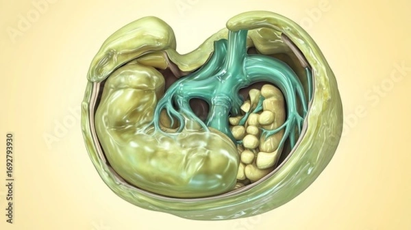 Fototapeta Detailed anatomical crosssection of the human thymus gland showcasing its internal structure and vascular system