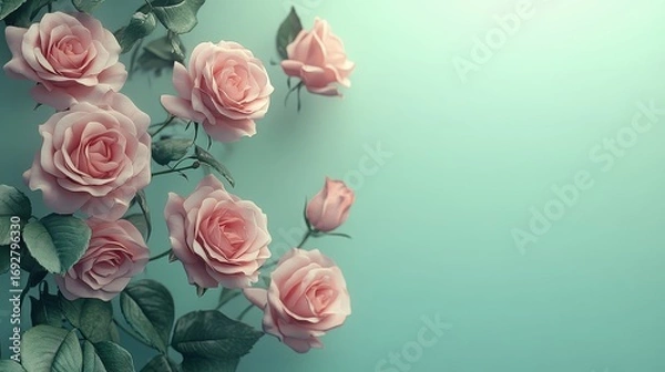Obraz Vivid, realistic and dreamy rose wallpaper for wedding invitation design, computer wallpaper