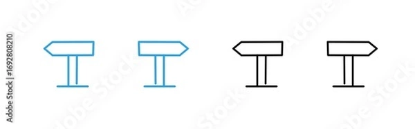Obraz Arrow icon set, road direction indicator
with editable line art