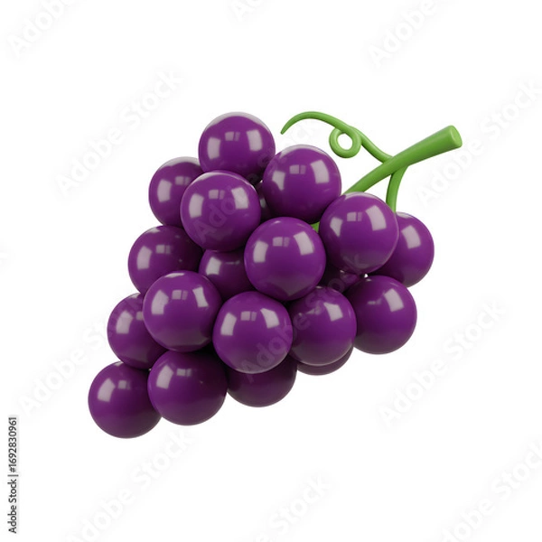 Fototapeta A bunch of purple grapes isolated on transparent background, fresh and delicious