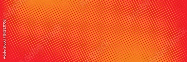 Fototapeta Dots halftone orange color pattern gradient texture with technology digital background. Dots pop art comics with summer background. vector ilustration