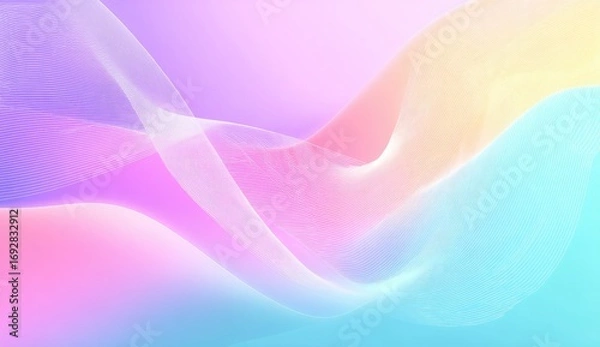 Fototapeta Abstract pastel flowing fabrics.  Soft, smooth, and blended colors of pink, purple, light blue and yellow create a  flowing, fluid design