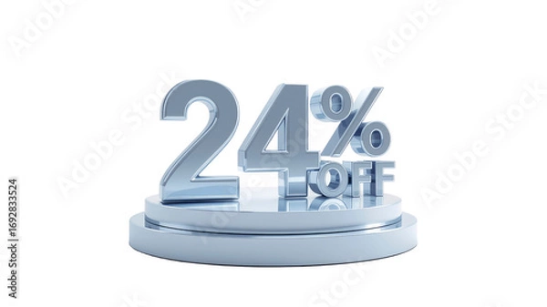 Obraz 24% Off Sale Shiny Chrome Discount Promotion 3D Render