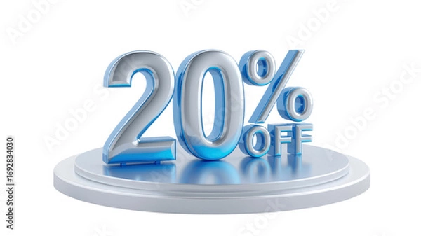 Obraz 20% Off Sale 3D Render of Discount Sign on Pedestal