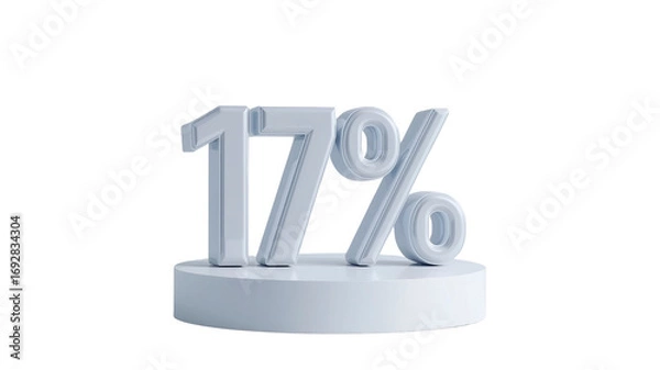 Obraz 3D Render of Seventeen Percent (17%) on White Platform