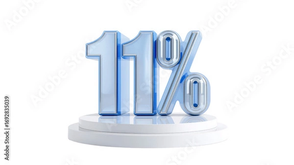 Obraz 3D Render of Eleven Percent (11%) on a White Pedestal