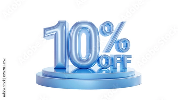 Obraz 3D Render of 10% Off Sale Sign on Blue Platform