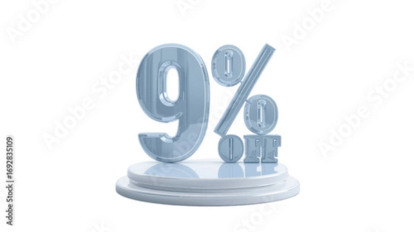 Obraz 9% Off Sale Discount Promotion - 3D Rendered Glass Text on Pedestal