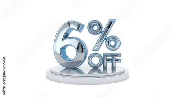 Obraz 6% Off Sale 3D Render of Chrome and Blue Discount Sign