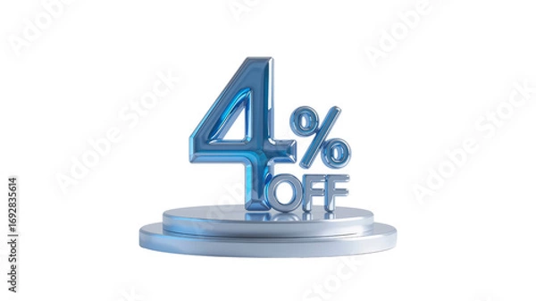 Obraz 4% Off Sale Promotion 3D Render of Blue Metallic Discount