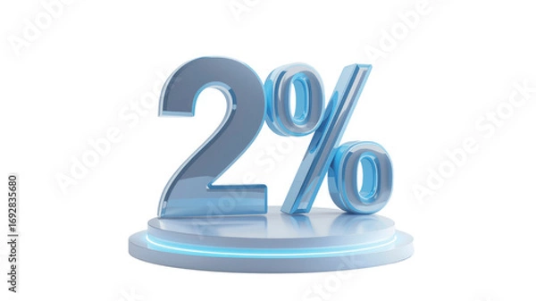 Obraz 3D Render of 2 Percent Sign on a Modern Platform