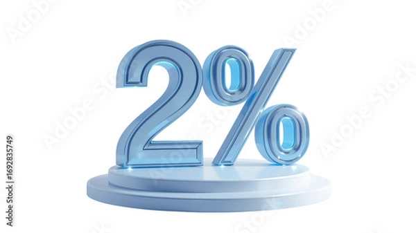 Obraz 2% Discount Offer -  3D Rendered Blue Percentage Sign on a Pedestal