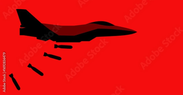 Obraz Military plane drops bombs