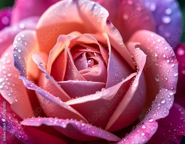 Fototapeta Close-up of a vibrant multi-colored rose
