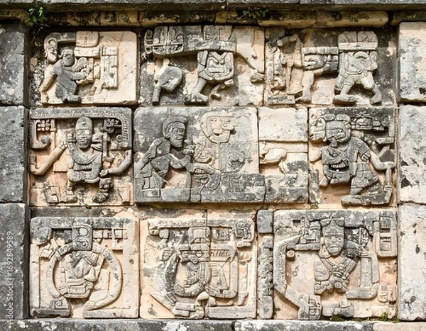 Fototapeta Ancient Mayan stone carvings