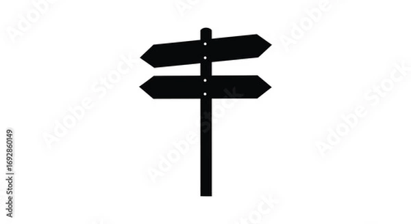 Fototapeta directional signs post with arrows pointing various ways silhouette