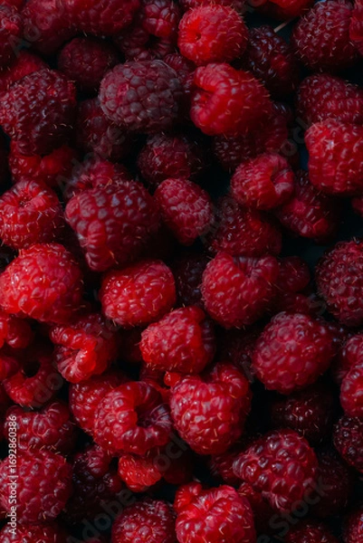 Fototapeta fresh raspberries background