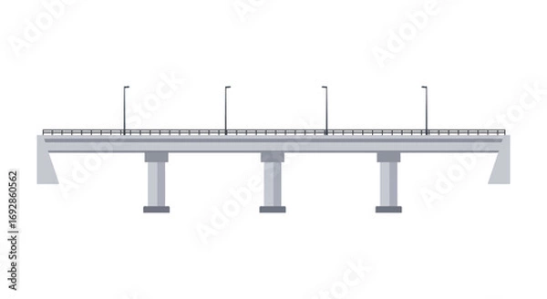 Fototapeta bridge structure with lampposts and pillars silhouette