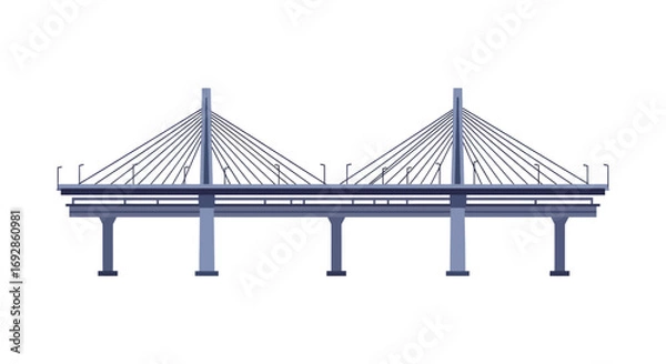 Fototapeta a bridge with cables and pillars silhouette