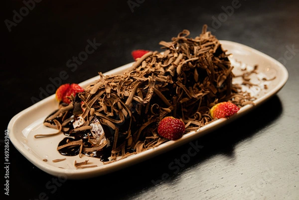 Obraz chocolate cake with strawberries, DOCE DE MORANGO