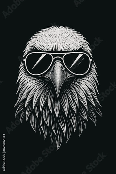 Obraz Vector illustration of an eagle wearing sunglasses