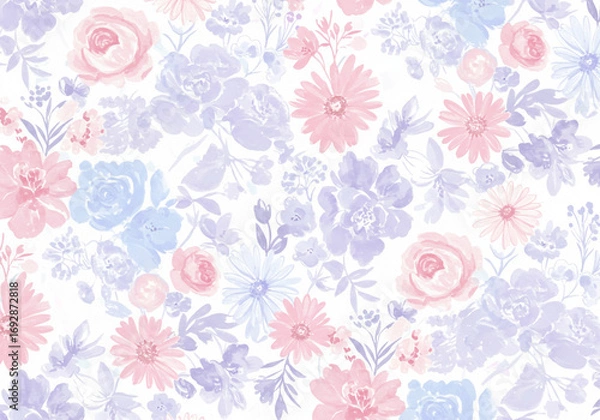 Fototapeta Elegant pastel floral pattern perfect for spring designs or a delicate feminine touch for your next project