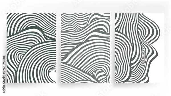 Obraz  flowwavy stripes dynamic cover  green  vector background set