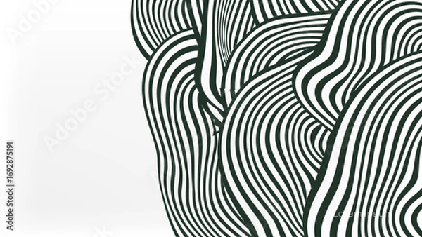 Fototapeta wavy stripes dynamic flow green cover background   vector 