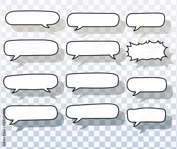 Fototapeta Vector Long Horizontal Speech Bubbles For Comics And Chat Design