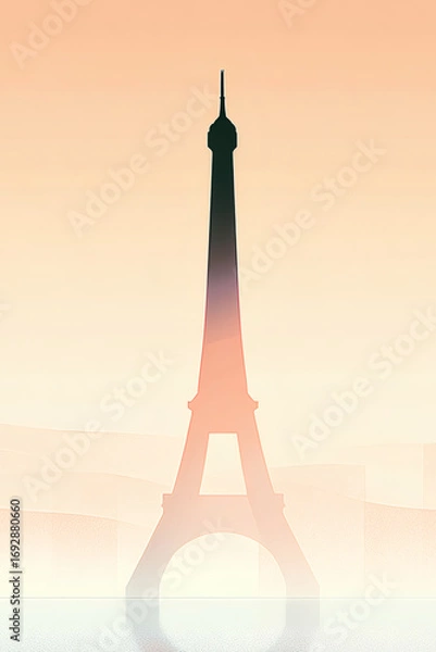 Obraz Paris Eiffel Tower Minimalist Sunset Poster
