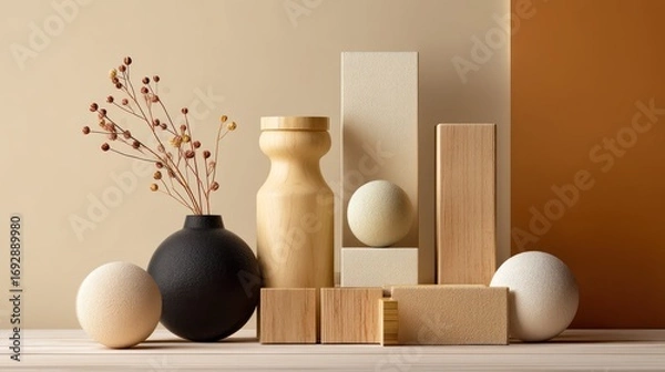 Fototapeta High-quality realistic stock photo of 'strategy' with color trend 'beige', evoking a 'optimistic' feeling, targeting 'Graphic designers'.