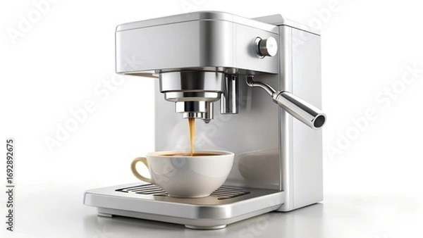 Fototapeta Modern Espresso Machine Pouring Coffee Into Cup with.